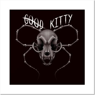 G̶o̶o̶d̶ Kitty Skull White Text Red Posters and Art